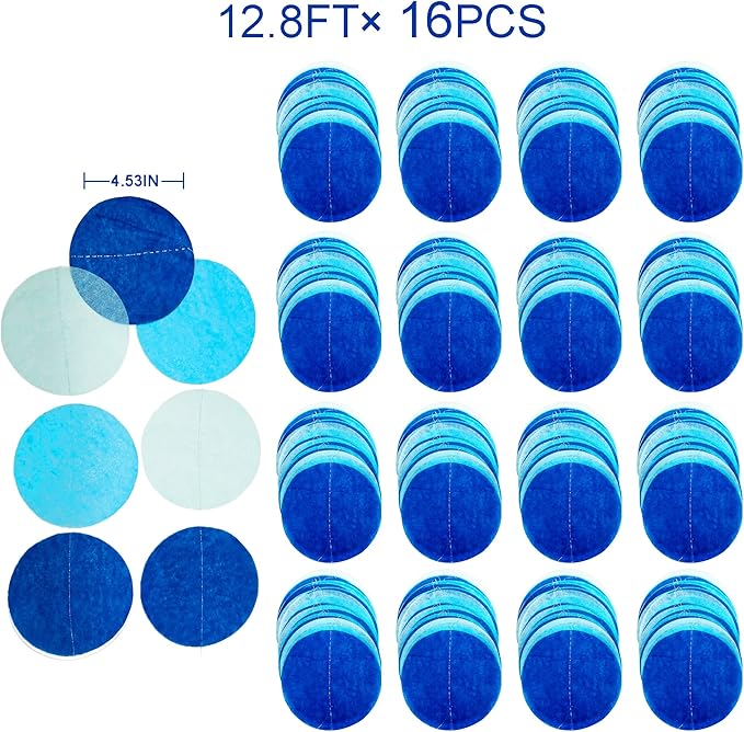 205Ft Navy Blue White Party Decorations Circle Dot Backdrop Garland Royal Blue Tissue Paper Polka Dot Hanging Curtain Streamer for Birthday Graduation Wedding Under The Sea Nautical Ahoy Achor Party