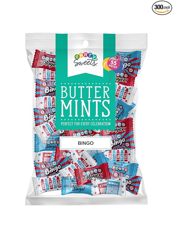 Party Sweets Bingo Buttermints by Hospitality Mints, Appx 300 mints, 7-Ounce Bags (Pack of 6)