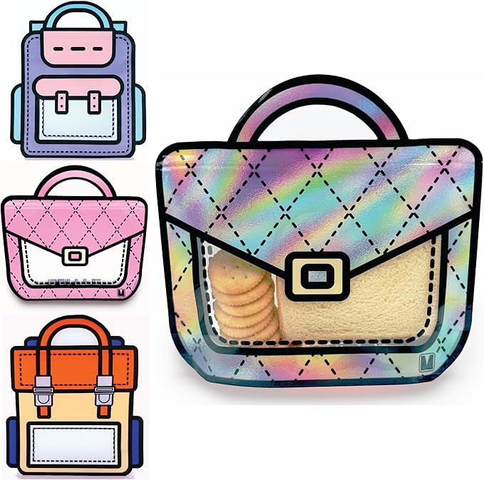 20 Pack Gift Bags for Kids Birthday Party Supplies - Bulk Goodie Bag for Candy, Snacks, or Favors with Resealable Ziplock Seal (Holographic/Large)