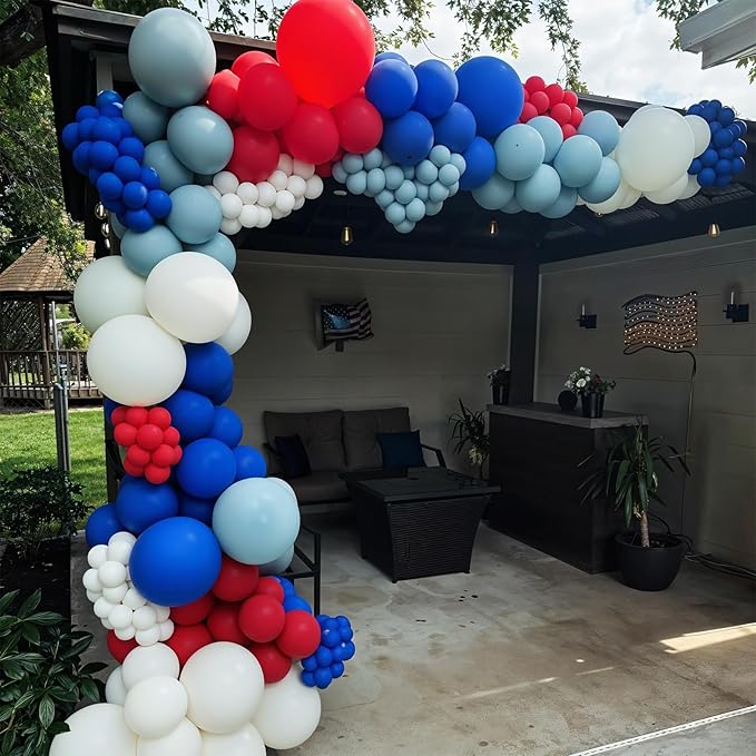 Red White and Blue Balloons, Baseball Balloon Red Royal Dusty Blue White Latex Party Helium Balloons for Birthday Baby Shower Graduation Wedding 4th of July Independence Day Patriotic Party Decoration