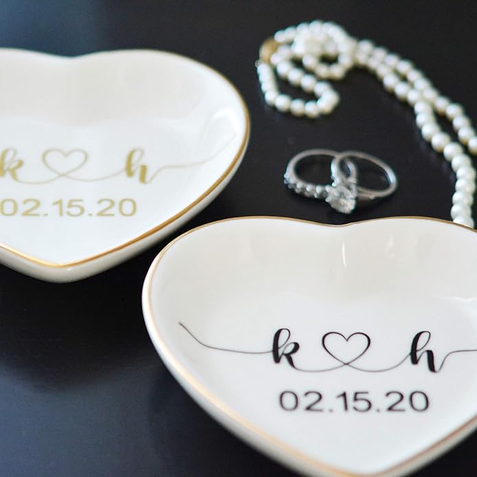 Engagement Ring Holder Ring Dish Engaged Gift Wedding Gifts Ring Holder Engagement Ring Dish Engaged Gift for Her Beatifully Packaged with sea Blue Branded Logo Box with Pink Lining Inside.