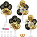 TONIFUL 4 Set Black Gold Balloon Stand Kit for Birthday Decorations for 70th,Balloon Centerpieces for Table Party Decorations Cheers to 70 Years Old Birthday for Men and Women