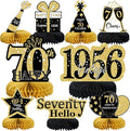 9Pcs 70th Birthday Decorations Honeycomb Centerpieces for Men Women, Black Gold Happy 70th Birthday Centerpieces Tables Toppers Party Decorations Supplies,Vintage 1955 Aged Birthday Table Sign Decor