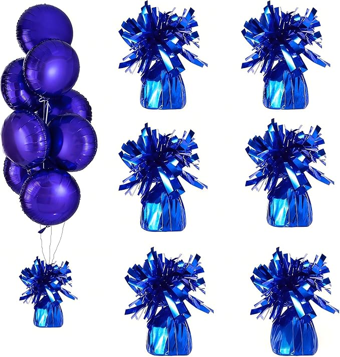 Aluminum Foil Balloon Weights for Parties (6 pcs) - 0.31lb (140g) Each - Premium Balloon Anchors for Birthday, Wedding, Dinner, Indoor & Outdoor Decorations（Dark Blue 6pcs）