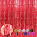 4 Pack Red Foil Fringe Curtains Streamers 3.3 x 8.2 ft, Tinsel Backdrop for Parties, Door Birthday Streamers, Photo Booth Backdrops, Party Decorations