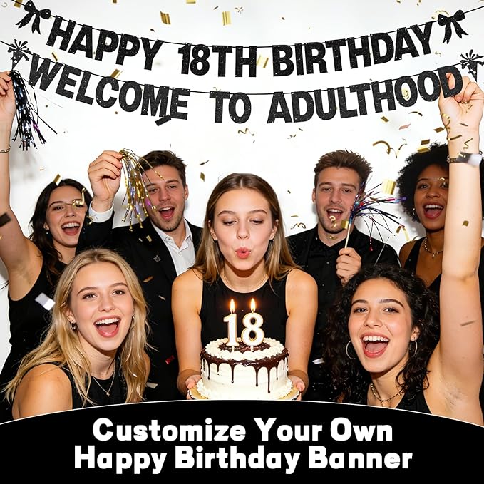 133PCS DIY Banner Kit with Letters Symbols,Make Your Own Banner,Personalized Black Banner Custom Party Banner for Birthday/Graduation/Thanksgiving/Halloween/Valentine's Day/Retirement (Black)