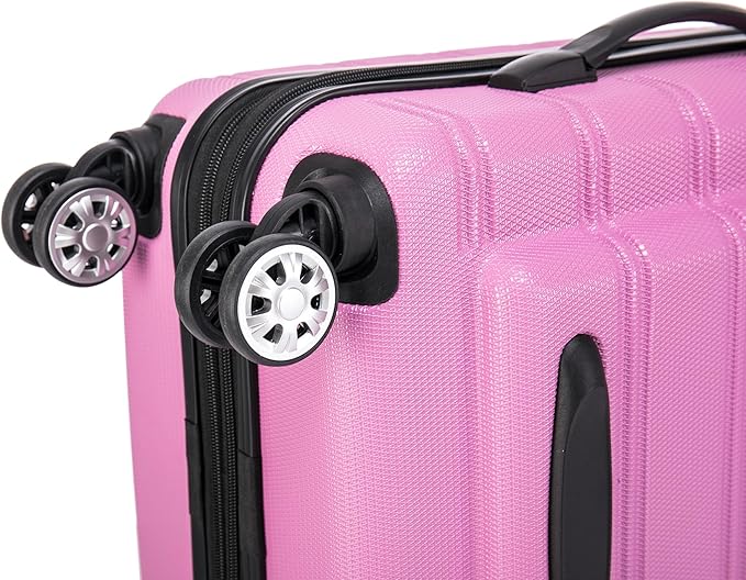 Rockland Melbourne Hardside 2 Piece Expandable Spinner Wheel Luggage Set, Carry-On 20" and Tote 14", Pink