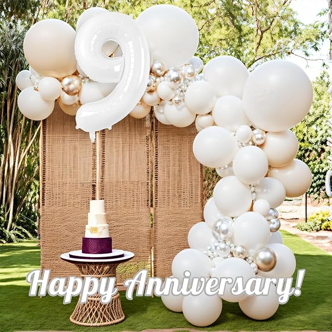 White Number Balloons 40 Inch Helium Mylar Number 9 Balloon for Birthday Party Anniversary Decoration (White, 9)