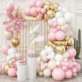 Pink Beige Gold Balloon Garland Arch Kit, 109 Pieces Blush Pastel Pink Peach Pink Gold Beige White Sand Latex Balloon Garland Kit for Girls Women Birthday Baby Bridal Shower Wedding Party Decorations