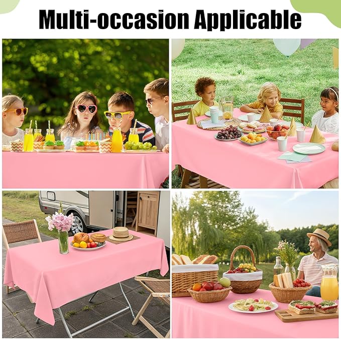 Smiry Disposable Table Cloth - 15 Pack, 54 x 108 Inch Waterproof Rectangle Tablecloths for Easter Party, Valentines & Mothers Day Decorations, Decorative Plastic Table Cover, Leakproof & Sturdy, Peach