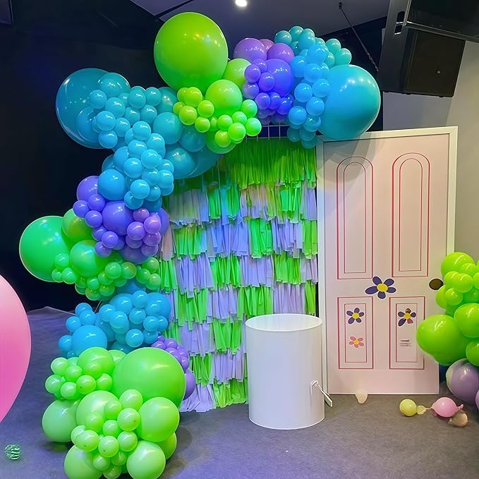 Pink Blue Purple Party Balloons, Pack of 60 12 inch Monster Balloons with Clear Balloon, Pink Metallic Purple Teal Green Balloons for Kids Magic Theme Birthday Baby Shower Party Decorations Supplies