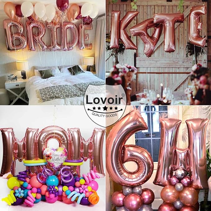 Lovoir 40 Inch Large Rose Gold Letter U Balloons Big Size Jumbo Mylar Foil Helium Balloon for Birthday Party Celebration Decorations Alphabet Rose Gold U