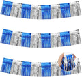 BEISHIDA 3 Packs Metallic Foil Fringe Garland Blue Silver Wall Hanging Tinsel Fringe Banners for Car Floats Bridal Shower Wedding Birthday Graduation Holiday Party Decoration(30 Feet)
