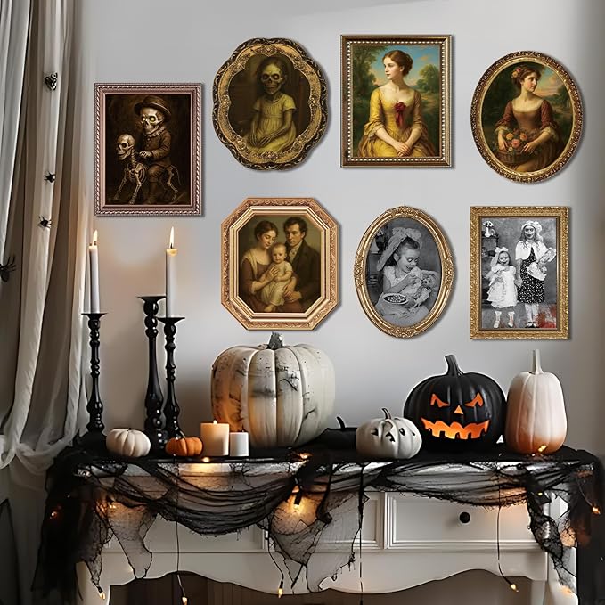 Halloween Decoration Scary Indoor Wall Decor, 12Pack 3D Changing Face Moving Picture Portrait Horror Decoration for Party Home Castle Haunted House Props(Style F)