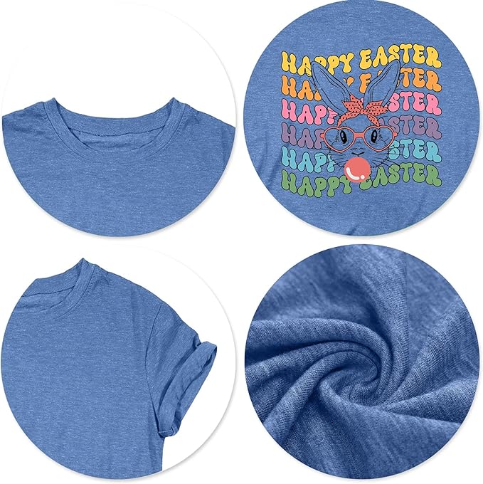 LAZYCHILD Women Easter Teacher Shirts: Funny Treat All with Kindness T-Shirt Bunny Rabbit Tee Tops