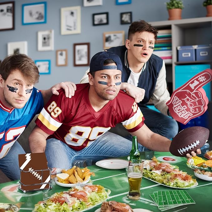 50 Count Football Party Paper Napkins – 25 Football Design and 25 Field Design, Disposable Beverage Cocktail Napkins for Game Day, Sports Birthday, Tailgate, and Team Celebration Decorations
