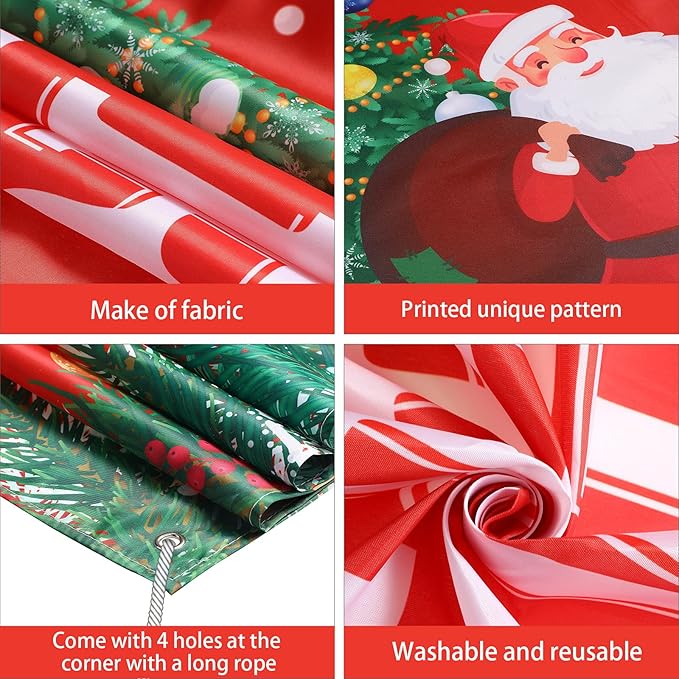 Merry Christmas Backdrop for Photography Banner Large Snow Wonderland Backdrop Winter Snowman Scene Xmas Santa Tree Background for Outdoor Indoor Christmas Decorations Party Gifts, 72.8 x 43.3 Inch