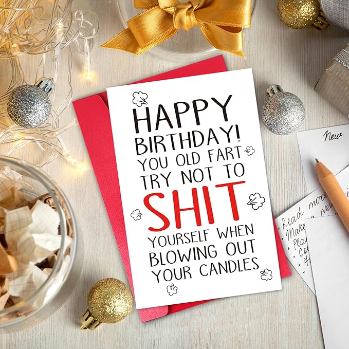 Funny Farting Birthday Card for Men Women, Rude Birthday Gift for 50th 60th 70th 80th Older, Happy Bday Decorations Card for Friend Grandpa Grandma Dad Mom