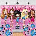 Girl Birthday Party Supplies Backdrop 5x3Cartoon Delicacy Girl Happy Birthday Background Photography Hot Pink Party Decorations Banner Photo Booth Props