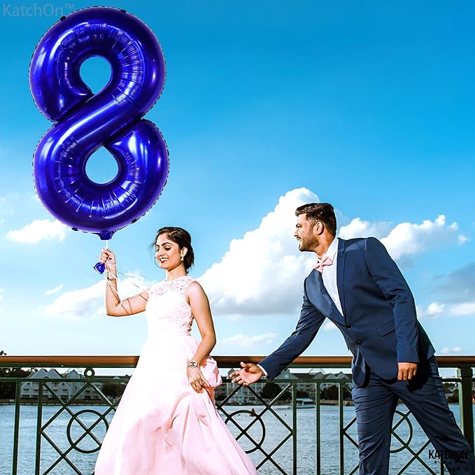 KatchOn, Navy Blue Number 8 Balloon - 40 Inch | Number 8 Balloons for Birthdays | 8th Birthday Decorations Boy | Blue 8 Balloon Number, 8 Year Old Balloon | 8th Birthday Balloons, Eight Balloon Number