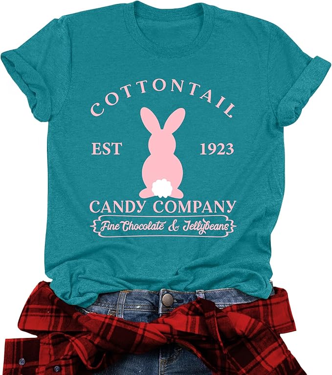 LAZYCHILD Women Easter Teacher Shirts: Funny Treat All with Kindness T-Shirt Bunny Rabbit Tee Tops