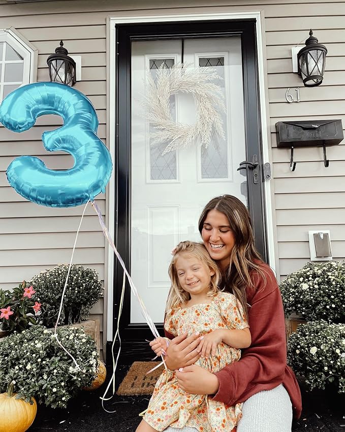 Pearlescent Blue 6 Balloon, Number Balloons 40 Inch, 6th Balloons for Birthday Decorations, Pearlescent Blue Party Supplies 6 Birthday Balloon, Number 6 Balloon