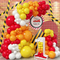 Balloon Garland Arch Kit Red Yellow Orange White Latex Balloons Orange Red Party Balloons for Boys Firemen Firefighter Pizza Birthday Party Fire Truck Engine Fall Thanksgiving Party Decorations