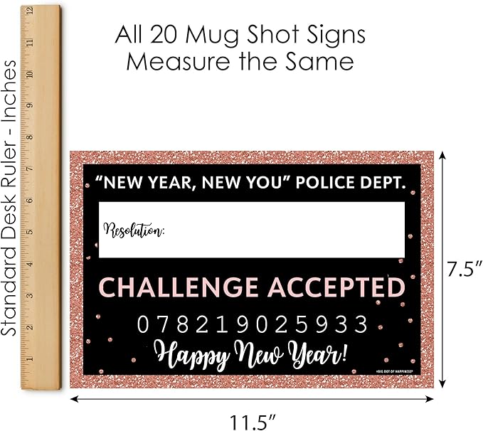 Big Dot of Happiness Rose Gold Happy New Year - New Year's Eve Party Resolution Mug Shots - Photo Booth Props Kit - 20 Count
