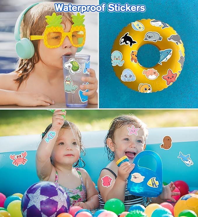Summer Stickers, 100Pcs Beach Stickers for Kids - Vinyl Summer Games Toys Gifts Activities Party Favors Supplies, Motivational Reward Stickers for Kids Classroom Must Haves School Supplies