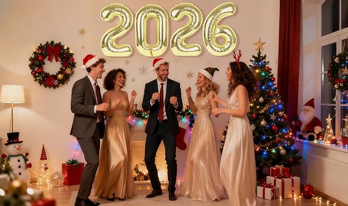 2026 Gold Foil Balloons 40 Inch, Aluminum Foil Balloons 2026 for Happy New Year 2026, Light Gold New Years Eve Decorations Graduation Supplies