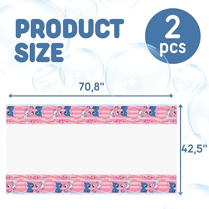 BELMAKS 2 PCS Party Tablecloth 70" x 42" Birthday Girl Pink Tablecloth Baby Shower Decorations for Girl Pink Birthday Decorations Tablecovers for Party