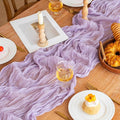 FEXIA Lilac Cheesecloth Table Runner 35x120 Inches Spring Easter Gauze Lavender Table Runners for Mother's Day Bridal Shower Wedding Party First Communion Centerpiece Engagement Decoration