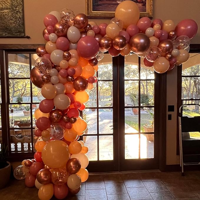 Blush Pink Balloon Garland Kit, 108 Packs Dusty Pink Beige Balloons and Metallic Rose Gold Confetti Balloons for Baby Shower Girl Birthday Wedding Decorations Suppliers
