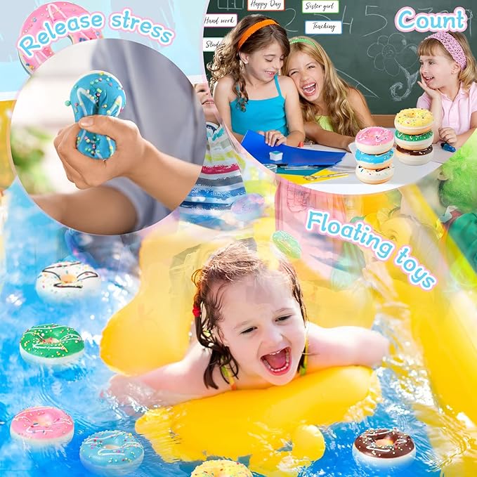 20 Pack Donut Stress Balls 2 Inch Donut Party Supplies Stress Relief Donuts Foam for Kids Boys Girls Adults Party Decorations and Birthday Favor(Round Shape)