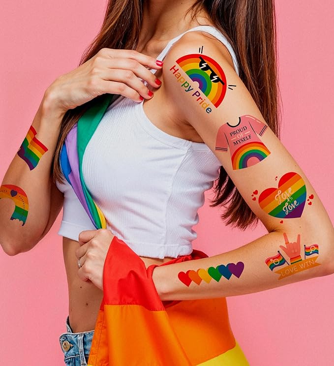 Pride Accessories - Pride Tattoos, 120Pcs Pride Temporary Tattoos for Adults – Rainbow LGBTQ Fake Tattoos Waterproof, Love is Love Gay Pride Accessories for Parade, Pride Decorations