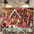 Winter Door Banner Backdrop Christmas Gingerbread House Banner Candy Cane Lollipop Tree Snowman Backdrop Holiday Sweet Wonderland Scene 71x43 inch Party Wall Decoration