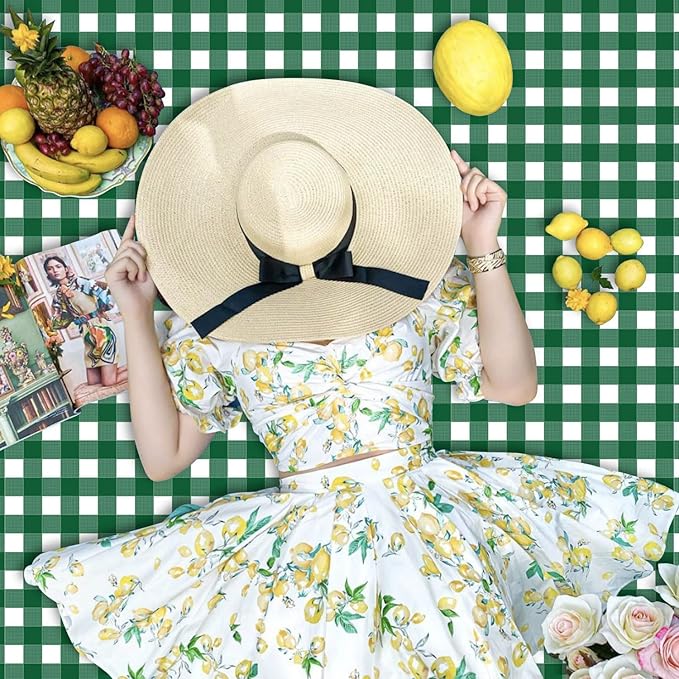 4 Pack Green Gingham Tablecloths, Green and White Checkered Tablecloths 86.6 x 51.2 Inches Gingham Table Covers Rectangular Waterproof Picnic Table Covers for Birthday Party Holiday Outdoor Supplies