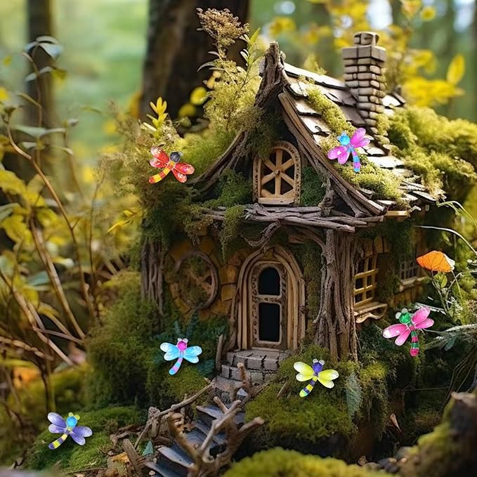 50PCS Mini Dragonfly for Crafts Dollhouse Miniature Resin Tiny Dragonflies for Fairy Garden Dollhouse Micro Landscaping Decoration