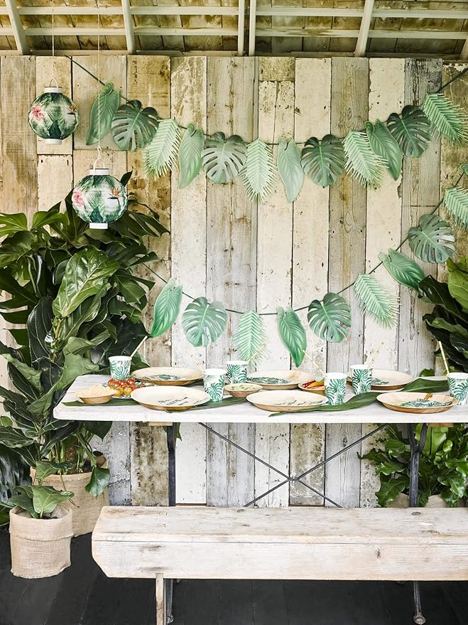 Tropical Palm Leaf Garland Party Decorations, Length 2.6M, 8.5 FT, Green