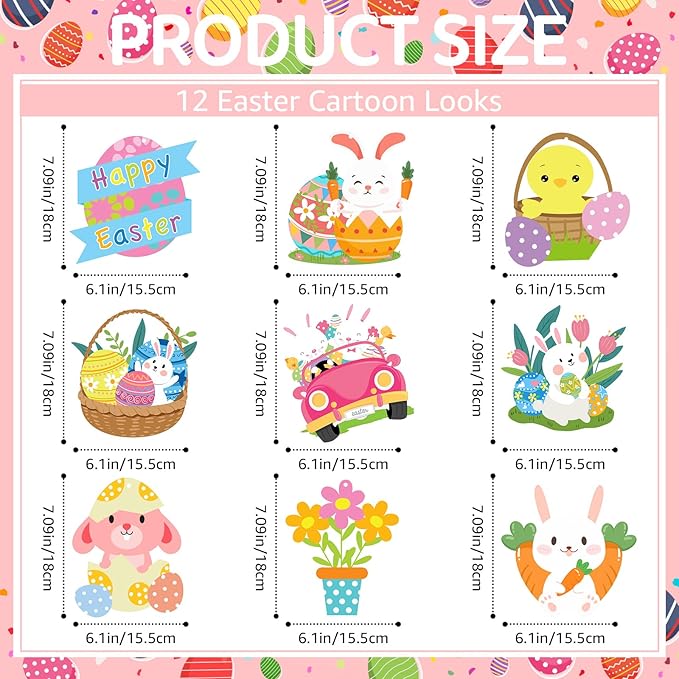 52 Pcs Easter Banner, Happy Easter Garland with Hanging Swirls, Cute Egg Bunny Sign Decorations for Office Home, Easter Party Supplies