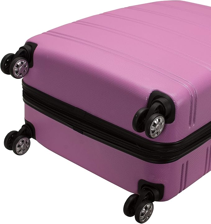 Rockland Melbourne Hardside 3 Piece Expandable Spinner Wheel Luggage Set, (20"/24"/28"), Pink