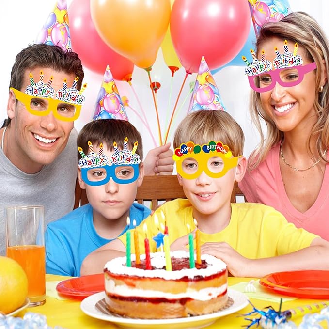12PCS Happy Birthday Glasses, Birthday Party Paper Eyeglasses Photo Booth Props for Birthdays Party Supplies Decorations