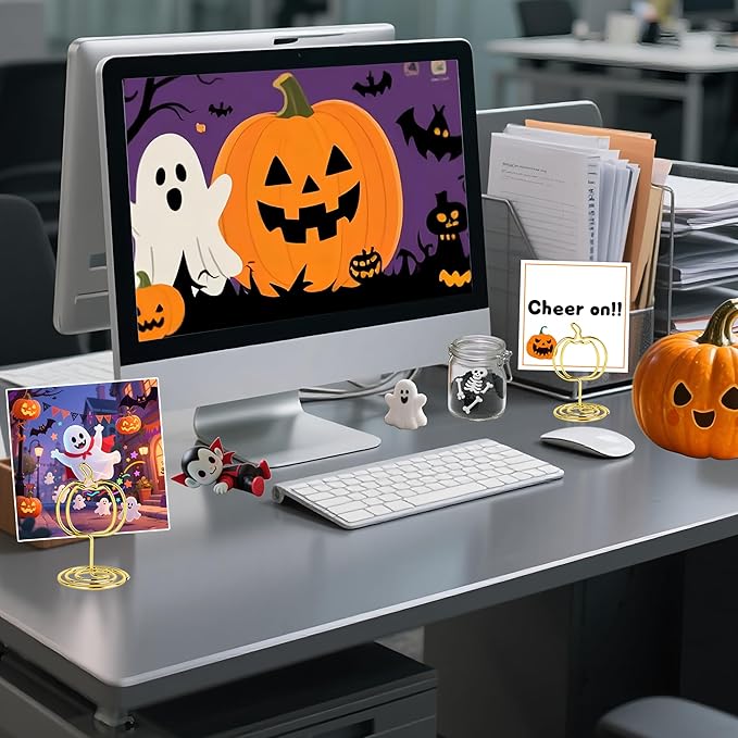 Picture Holders for Tables,32Pcs Pumpkin Photo Stands,Table Number Holders,Place Card Holders,Buffet Labels for Food,Wire Cards Stand Name Menu Clips,Photo Holders for Centerpieces,Halloween Party