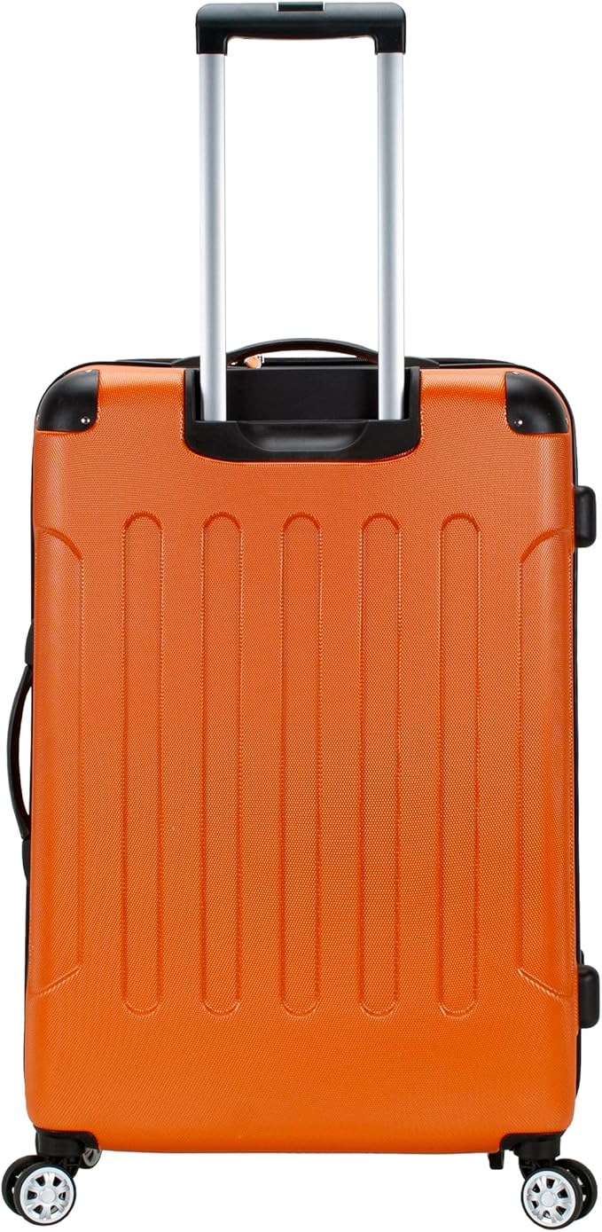 Rockland London Hardside Expandable Spinner Wheel Luggage, Checked Large 28", Orange