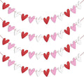 Tifeson 4 Pack Glitter Heart Garland Banner, NO DIY, Valentine's Day Decorations, Red Pink White Paper Heart Banner for Valentines Home Mantle Wall Table Wedding Engagement Anniversary Galentines Decor