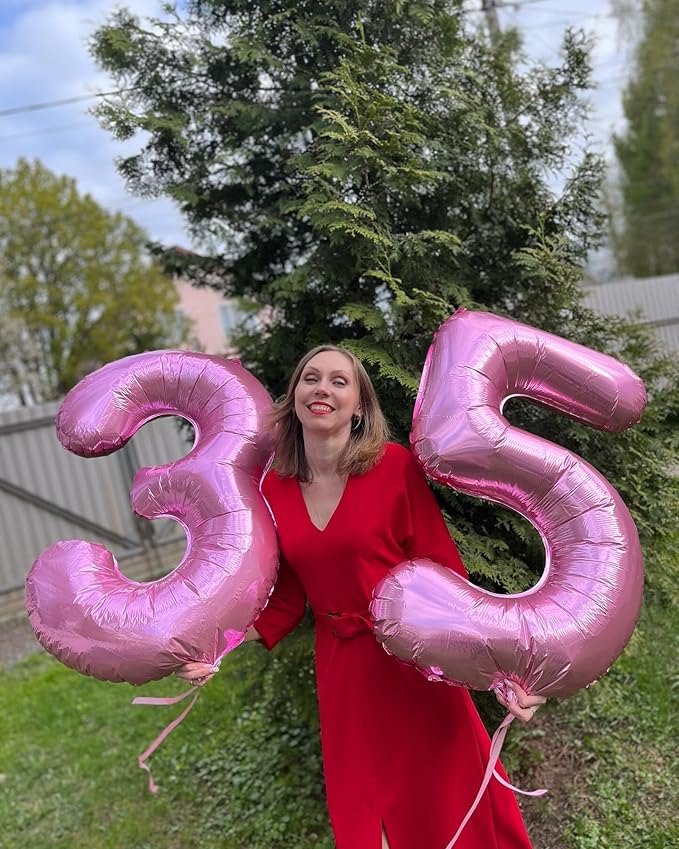 40 Inch Pink Number 9 Balloon, Giant 9 Number Balloons for 9th Birthday Decorations, Party Supplies for Baby Boy Girl, Pink Party Decor