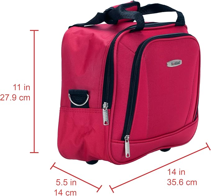 Rockland Fashion Softside 2 Piece Luggage Set, Expandable, (14" Tote/19" Upright), Red