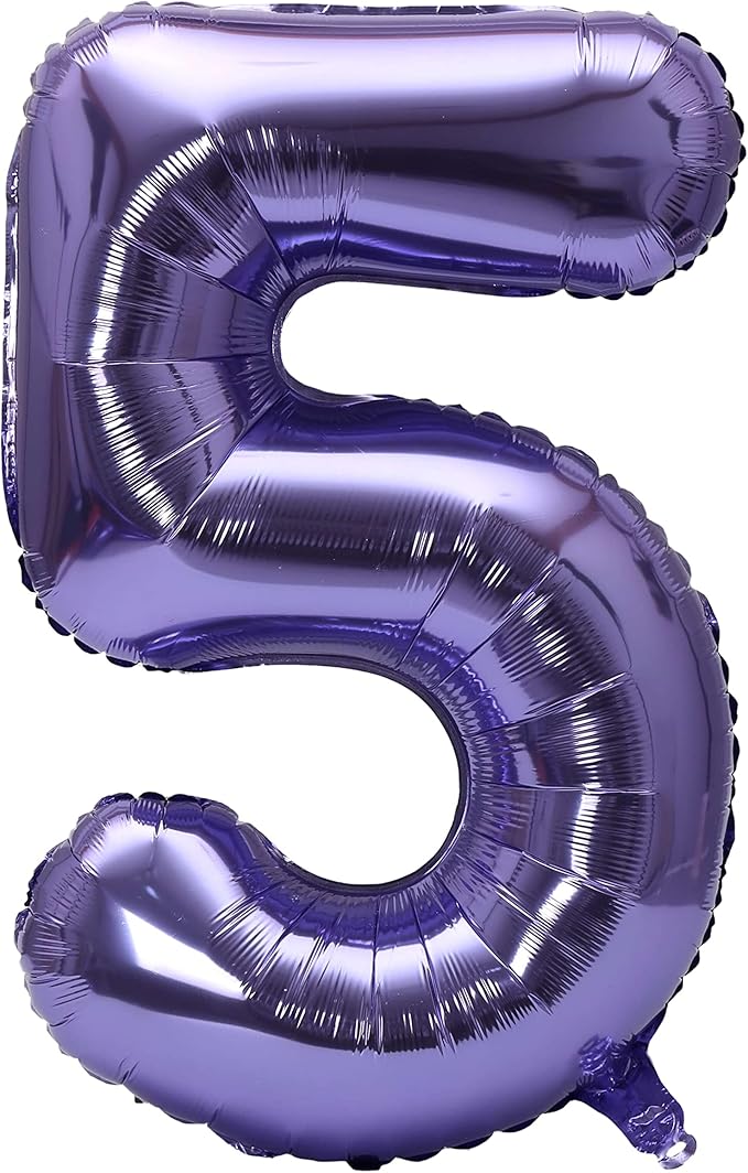 YPSelected 32 Inch Large Foil Helium Number Balloon Birthday Wedding Party 0-9 (Purple, 5)