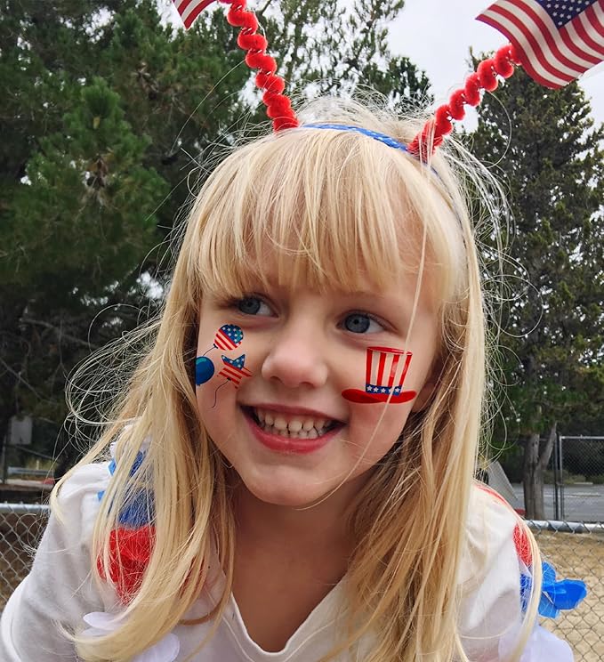 4th of July Outfits for Women - 4th of July Temporary Tattoos, 120 PCS USA Flag Patriotic Tattoos, USA Flag, Fireworks, Eagle, Statue of Liberty, Independence Day, Memorial Day