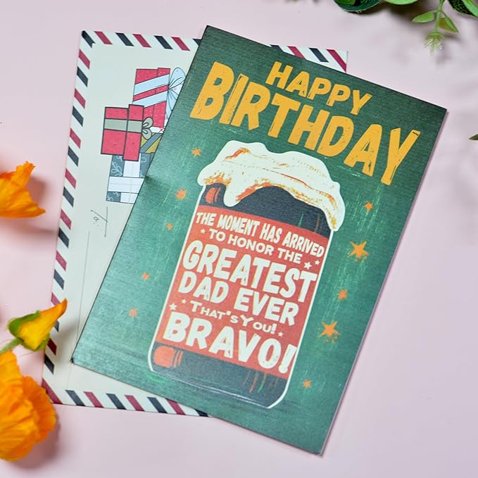 Dad Birthday Card, Birthday Card for Dad with Seal and Envelope, Father Cards from Daughter, Son
